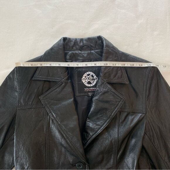 Y2K Wilson Vintage Maxima Black Leather Jacket Size Small - Picture 12 of 15